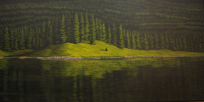 Morning On The Lake - 18"x36" acrylic on canvas